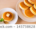Soy milk and okara pancakes with honey and soy milk butter 143738628