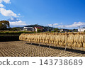 Rice fields after the harvest and Mount Fuji 143738689