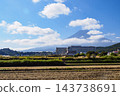 Rice fields after the harvest and Mount Fuji 143738691