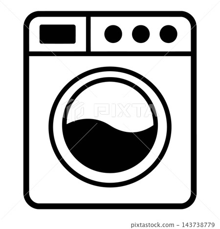 Washing machine icon black and white Washing machine icon black and white 143738779