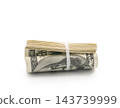 Pack of dollars rolled with a rubber band isolated 143739999