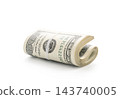 Pack of dollars rolled with a rubber band isolated 143740005