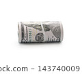 Pack of dollars rolled with a rubber band isolated 143740009