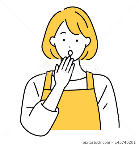 An illustration of a housewife covering her mouth in surprise. An illustration of a housewife covering her mouth in surprise. 143740201