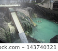 In August, the Yubatake hot spring field in Kusatsu Onsen is shrouded in steam. 143740321