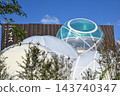Exterior view of the Swiss Pavilion at the Osaka-Kansai World Expo. 143740347