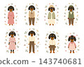 Cute dachshund family set with parents, grandparents, and kids cards. Vector cartoon dogs isolated on white background. 143740681
