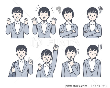 一個女人在一套西裝的插圖集 143741952