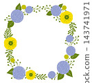 Flower frame drawn in watercolor 143741971
