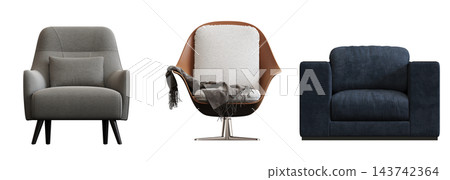armchair isolate on a transparent background, comfortable furniture for home interior, 3D illustration, cg render armchair isolate on a transparent background, comfortable furniture for home interior, 3D illustration, cg render 143742364