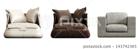 armchair isolate on a transparent background, comfortable furniture for home interior, 3D illustration, cg render armchair isolate on a transparent background, comfortable furniture for home interior, 3D illustration, cg render 143742365