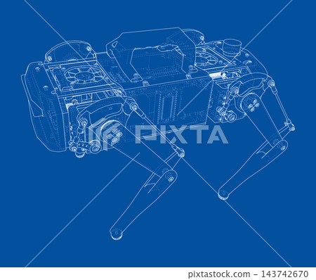 robotic arm blueprint illustration. Vector robotic arm blueprint illustration. Vector 143742670
