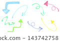 A set of colorful, hand-drawn arrows drawn with marker pens. 143742758