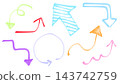 A set of colorful, handwritten-style arrows drawn with marker pens. 143742759