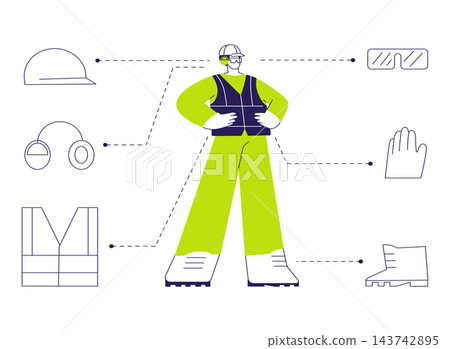 Construction PPE checklist abstract concept vector illustration. Construction PPE checklist abstract concept vector illustration. 143742895
