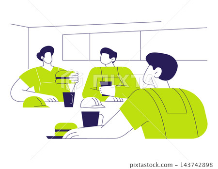 Construction site canteen abstract concept vector illustration. Construction site canteen abstract concept vector illustration. 143742898