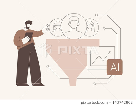 AI-Enhanced Sales Funnel Optimization abstract concept vector illustration. AI-Enhanced Sales Funnel Optimization abstract concept vector illustration. 143742902