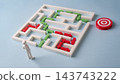 Business strategy and problem solving through maze toward target while avoiding wrong paths 143743222