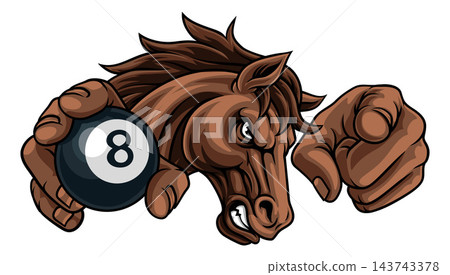Horse Mustang Stallion Pool Billiards Sport Mascot Horse Mustang Stallion Pool Billiards Sport Mascot 143743378