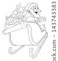 Santa Claus Sleigh Flying Sled Christmas Cartoon 143743383