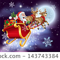 Santa Claus Sleigh Christmas Reindeer Sled Cartoon 143743384