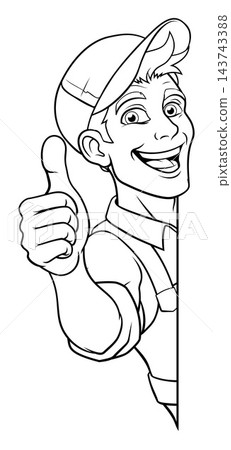 Handyman Mechanic Painter Plumber Cartoon Mascot Handyman Mechanic Painter Plumber Cartoon Mascot 143743388