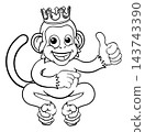 Monkey King Crown Cartoon Thumbs Up Pointing 143743390