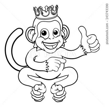 Monkey King Crown Cartoon Thumbs Up Pointing Monkey King Crown Cartoon Thumbs Up Pointing 143743390