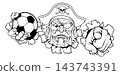 Pirate Soccer Football Ball Sports Team Mascot Man 143743391