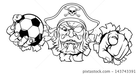 Pirate Soccer Football Ball Sports Team Mascot Man Pirate Soccer Football Ball Sports Team Mascot Man 143743391