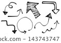 A set of rough, hand-drawn arrow illustrations drawn with a black marker pen. 143743747