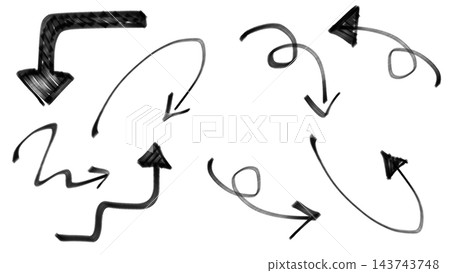 A set of rough, hand-drawn arrow illustrations drawn with a black marker pen. A set of rough, hand-drawn arrow illustrations drawn with a black marker pen. 143743748