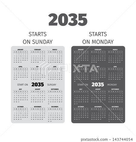 2035 Pocket Calendar Set with Two Week Starts 143744054
