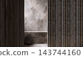 Interior minimalist dark concrete and wood architectural design 143744160