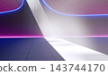 Abstract geometric background with glowing neon light curves 143744170