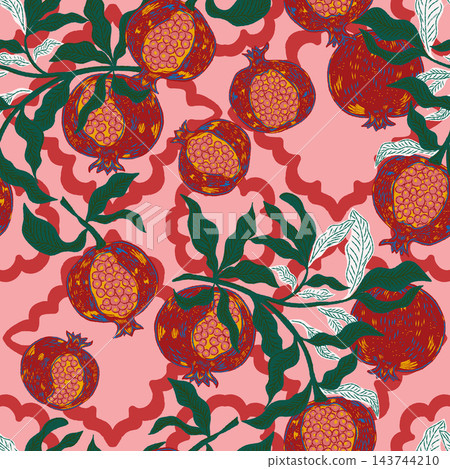 seamless pattern with orange and leaves seamless pattern with orange and leaves 143744210
