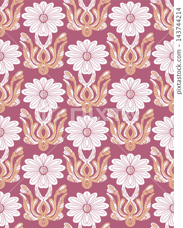 seamless pattern with pink flowers seamless pattern with pink flowers 143744214