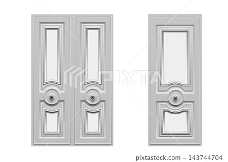 interior doors isolate on a transparent background, interior furniture, 3D illustration, cg render 143744704