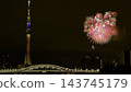 (Revised version) Tokyo Skytree and fireworks as seen from the Sumida River 143745179