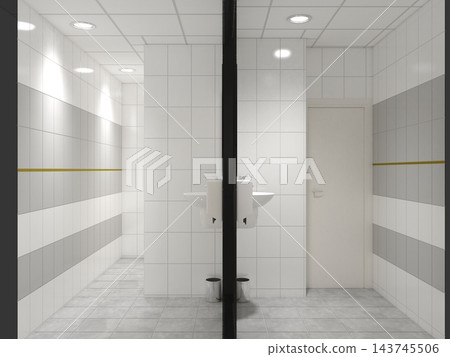 restroom, interior visualization, 3D illustration restroom, interior visualization, 3D illustration 143745506