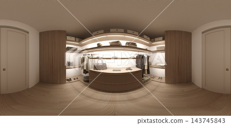 spherical panorama of the interior, 3D illustration spherical panorama of the interior, 3D illustration 143745843