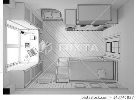 interior visualization, 3D illustration, cg 143745927
