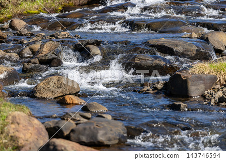 Rocky stream and small cascades on the Studlagil approach in East Iceland 143746594