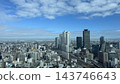 The cluster of skyscrapers and the city center around Nagoya Station spread out under a blue sky. 143746643