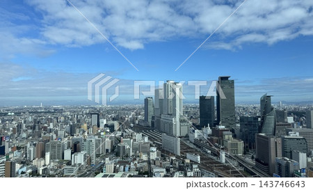 The cluster of skyscrapers and the city center around Nagoya Station spread out under a blue sky. The cluster of skyscrapers and the city center around Nagoya Station spread out under a blue sky. 143746643