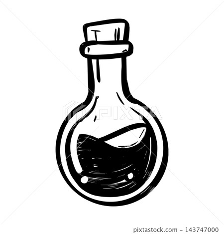 Hand drawn potion bottle doodle vector illustration isolated on white background Hand drawn potion bottle doodle vector illustration isolated on white background 143747000