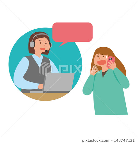 一位焦慮的女士和接線員 一位焦慮的女士和接線員 143747121