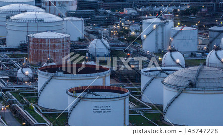 Oil and Gas refinery petrochemical plant industrial, Aerial view oil refinery, Refinery plant, Refinery factory. Oil and Gas refinery petrochemical plant industrial, Aerial view oil refinery, Refinery plant, Refinery factory. 143747228