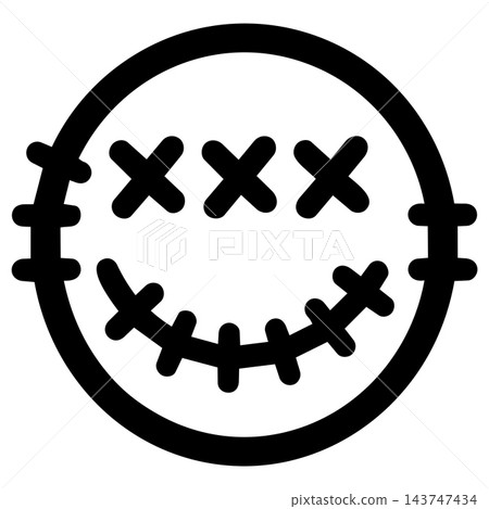 Cute halloween characters stitch smile face icon spooky happy expression Cute halloween characters stitch smile face icon spooky happy expression 143747434