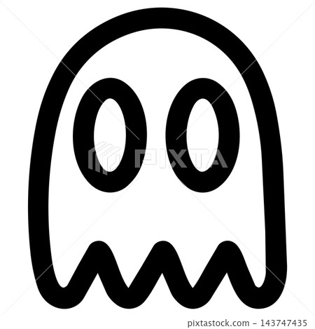 Cute spook ghost line icon black white flat outline graphic design Cute spook ghost line icon black white flat outline graphic design 143747435